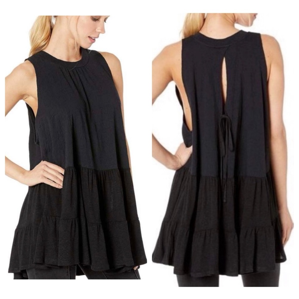 Free People Right On Time Tunic Tank in Black, Large